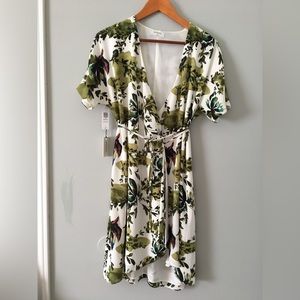 Babaton floral wrap dress NWT